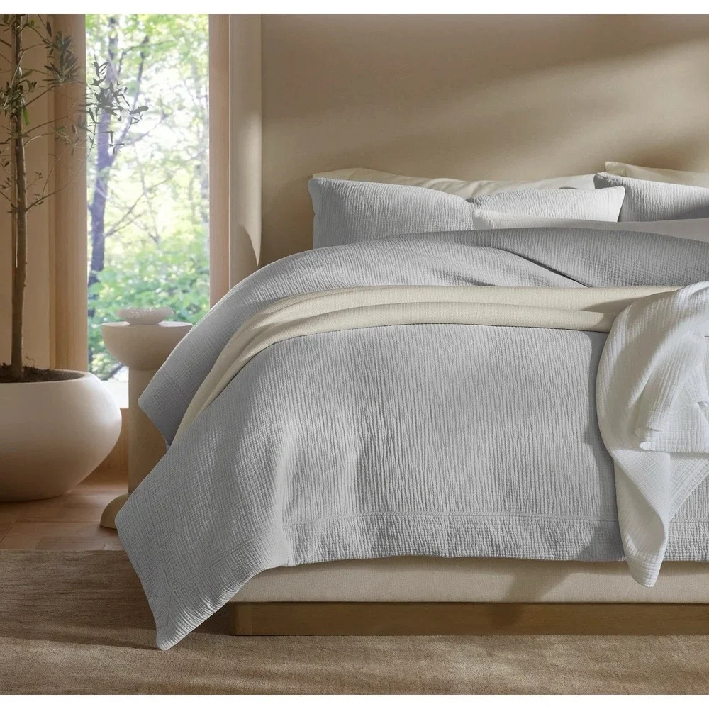 Boll & Branch Dream Duvet Set Sky Blue Organic Cotton Gauze King/Cal King $529
